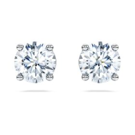 Eternity Solitaire-øreringe med laboratoriedyrkede diamanter, 2 ct i alt, rund form, 14K hvidguld