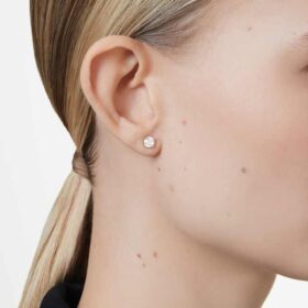 Eternity solitaire øreringe med laboratoriefremstillede diamanter, 1 ct i alt, rund form, 14K gult guld