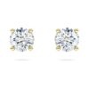 Eternity solitaire øreringe med laboratoriefremstillede diamanter, 1 ct i alt, rund form, 14K gult guld Eternity solitaire øreringe med laboratoriefremstillede diamanter, 1 ct i alt, rund form, 14K gult guld