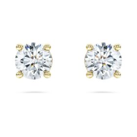Eternity solitaire øreringe med laboratoriefremstillede diamanter, 1 ct i alt, rund form, 14K gult guld