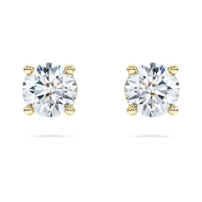 Eternity solitaire øreringe med laboratoriefremstillede diamanter, 1 ct i alt, rund form, 14K gult guld Eternity solitaire øreringe med laboratoriefremstillede diamanter, 1 ct i alt, rund form, 14K gult guld