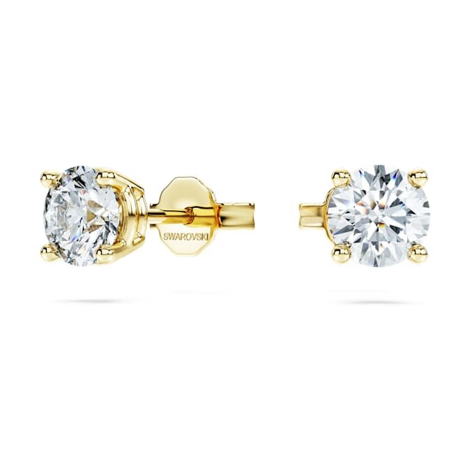 Eternity solitaire øreringe med laboratoriefremstillede diamanter, 1 ct i alt, rund form, 14K gult guld Eternity solitaire øreringe med laboratoriefremstillede diamanter, 1 ct i alt, rund form, 14K gult guld