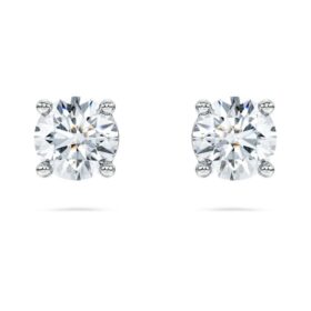 Eternity Solitaire-øreringe med laboratoriefremstillede diamanter, 1 ct i alt, rund form, 14K hvidguld