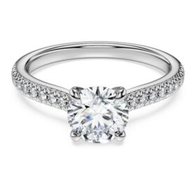Eternity-solitaire-ring med laboratoriefremstillede diamanter, 1,2 ct i alt, rund form, 14K hvidguld Eternity-solitaire-ring med laboratoriefremstillede diamanter, 1,2 ct i alt, rund form, 14K hvidguld