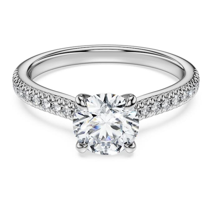 Eternity-solitaire-ring med laboratoriefremstillede diamanter, 1,2 ct i alt, rund form, 14K hvidguld Eternity-solitaire-ring med laboratoriefremstillede diamanter, 1,2 ct i alt, rund form, 14K hvidguld