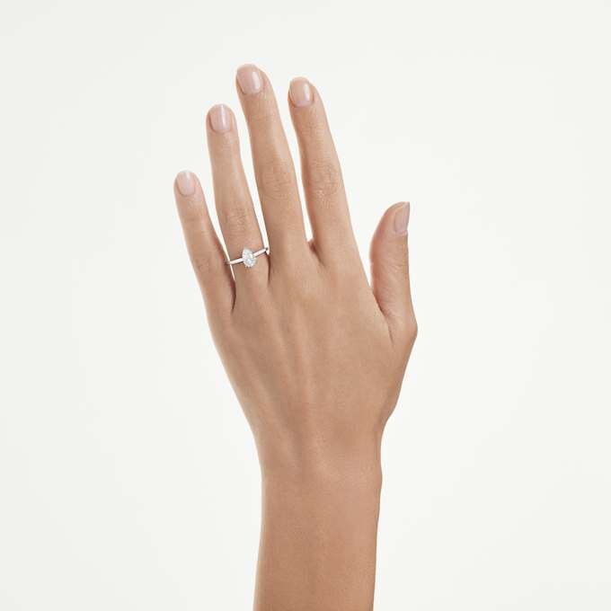 Eternity-solitaire-ring med laboratoriefremstillede diamanter, 1 ct i alt, pæreform, 14K hvidguld Eternity-solitaire-ring med laboratoriefremstillede diamanter, 1 ct i alt, pæreform, 14K hvidguld