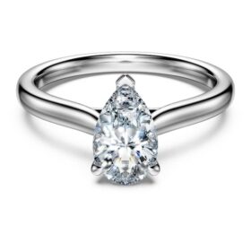 Eternity-solitaire-ring med laboratoriefremstillede diamanter, 1 ct i alt, pæreform, 14K hvidguld Eternity-solitaire-ring med laboratoriefremstillede diamanter, 1 ct i alt, pæreform, 14K hvidguld