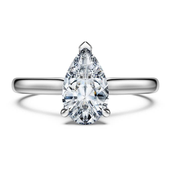 Eternity-solitaire-ring med laboratoriefremstillede diamanter, 1 ct i alt, pæreform, 14K hvidguld Eternity-solitaire-ring med laboratoriefremstillede diamanter, 1 ct i alt, pæreform, 14K hvidguld