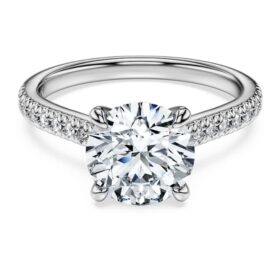 Eternity-solitaire-ring med laboratoriefremstillede diamanter, 2,2 ct i alt, rund form, 14K hvidguld Eternity-solitaire-ring med laboratoriefremstillede diamanter, 2,2 ct i alt, rund form, 14K hvidguld
