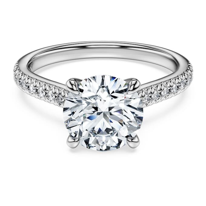 Eternity-solitaire-ring med laboratoriefremstillede diamanter, 2,2 ct i alt, rund form, 14K hvidguld Eternity-solitaire-ring med laboratoriefremstillede diamanter, 2,2 ct i alt, rund form, 14K hvidguld