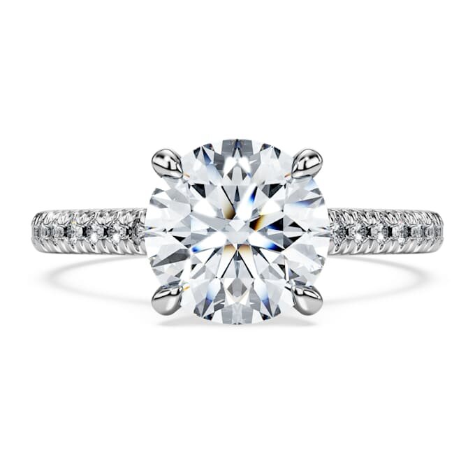Eternity-solitaire-ring med laboratoriefremstillede diamanter, 2,2 ct i alt, rund form, 14K hvidguld Eternity-solitaire-ring med laboratoriefremstillede diamanter, 2,2 ct i alt, rund form, 14K hvidguld