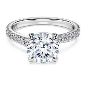 Eternity solitaire-ring med laboratoriefremstillede diamanter, 2,25 ct i alt, rund form, 14K hvidguld Eternity solitaire-ring med laboratoriefremstillede diamanter, 2,25 ct i alt, rund form, 14K hvidguld