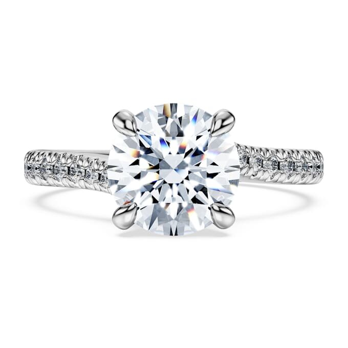 Eternity solitaire-ring med laboratoriefremstillede diamanter, 2,25 ct i alt, rund form, 14K hvidguld Eternity solitaire-ring med laboratoriefremstillede diamanter, 2,25 ct i alt, rund form, 14K hvidguld