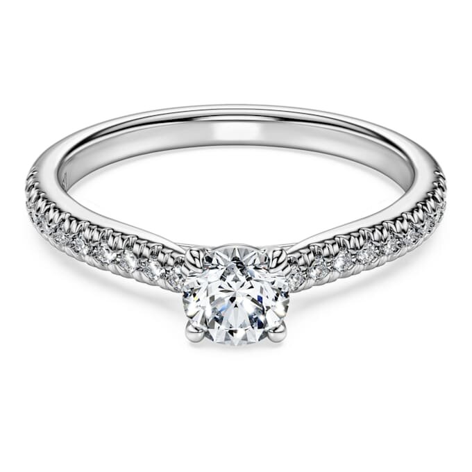 Eternity-solitaire-ring med laboratoriefremstillede diamanter på 0,7 ct i alt, rund form, 14K hvidguld Eternity-solitaire-ring med laboratoriefremstillede diamanter på 0,7 ct i alt, rund form, 14K hvidguld