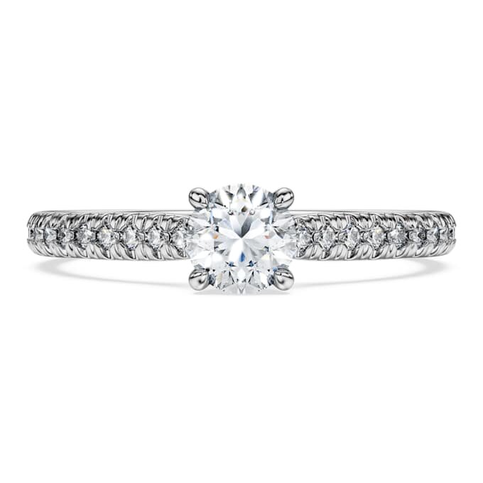 Eternity-solitaire-ring med laboratoriefremstillede diamanter på 0,7 ct i alt, rund form, 14K hvidguld Eternity-solitaire-ring med laboratoriefremstillede diamanter på 0,7 ct i alt, rund form, 14K hvidguld