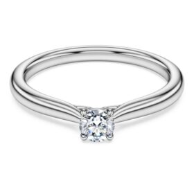 Eternity-solitaire-ring med laboratoriefremstillede diamanter på i alt 0,25 ct, rund form, sterlingsølv Eternity-solitaire-ring med laboratoriefremstillede diamanter på i alt 0,25 ct, rund form, sterlingsølv