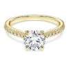 Eternity-solitaire-ring med laboratoriefremstillede diamanter på i alt 1,2 ct, rund form, 14K gult guld Eternity-solitaire-ring med laboratoriefremstillede diamanter på i alt 1,2 ct, rund form, 14K gult guld