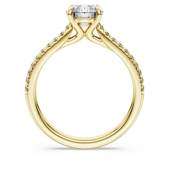 Eternity-solitaire-ring med laboratoriefremstillede diamanter på i alt 1,2 ct, rund form, 14K gult guld Eternity-solitaire-ring med laboratoriefremstillede diamanter på i alt 1,2 ct, rund form, 14K gult guld