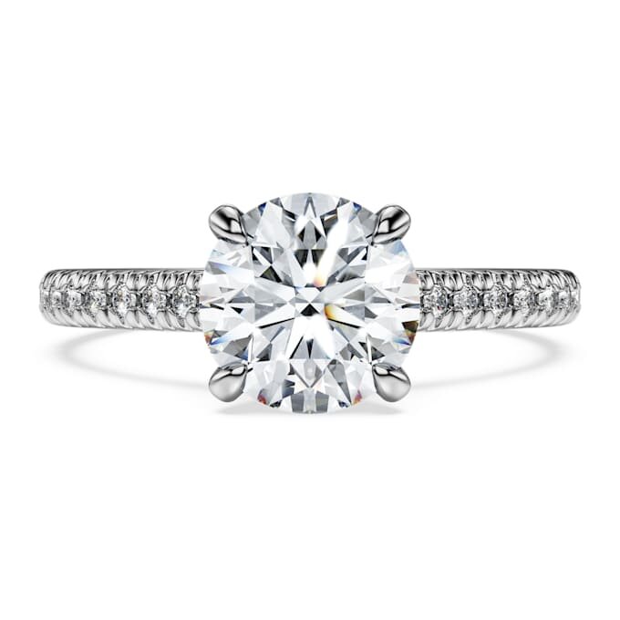 Eternity-solitaire-ring med laboratoriefremstillede diamanter på i alt 1,7 ct, rund form, 14K hvidguld Eternity-solitaire-ring med laboratoriefremstillede diamanter på i alt 1,7 ct, rund form, 14K hvidguld