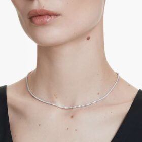 Eternity Tennis-halskæde med laboratoriefremstillede diamanter, 3 ct i alt, rund form, 14K hvidguld Eternity Tennis-halskæde med laboratoriefremstillede diamanter, 3 ct i alt, rund form, 14K hvidguld