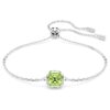 Fødselssten-armbånd med firkantet slebet krystal, august, grøn, rhodineret