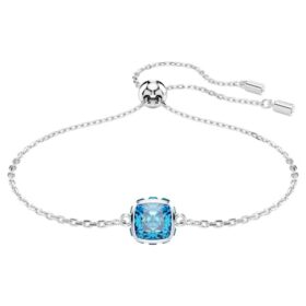 Fødselssten-armbånd med firkantet slibning, december, blå, rhodiumbelagt Fødselssten-armbånd med firkantet slibning, december, blå, rhodiumbelagt