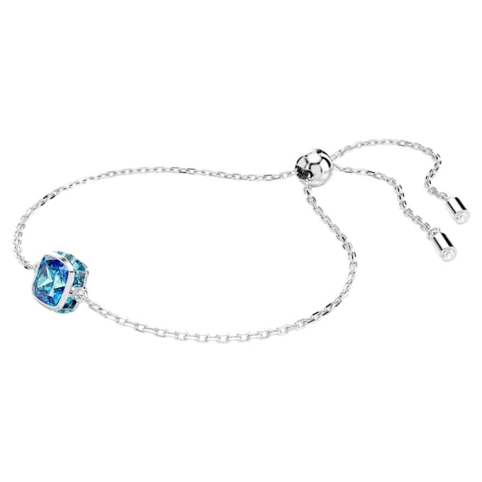 Fødselssten-armbånd med firkantet slibning, december, blå, rhodiumbelagt Fødselssten-armbånd med firkantet slibning, december, blå, rhodiumbelagt