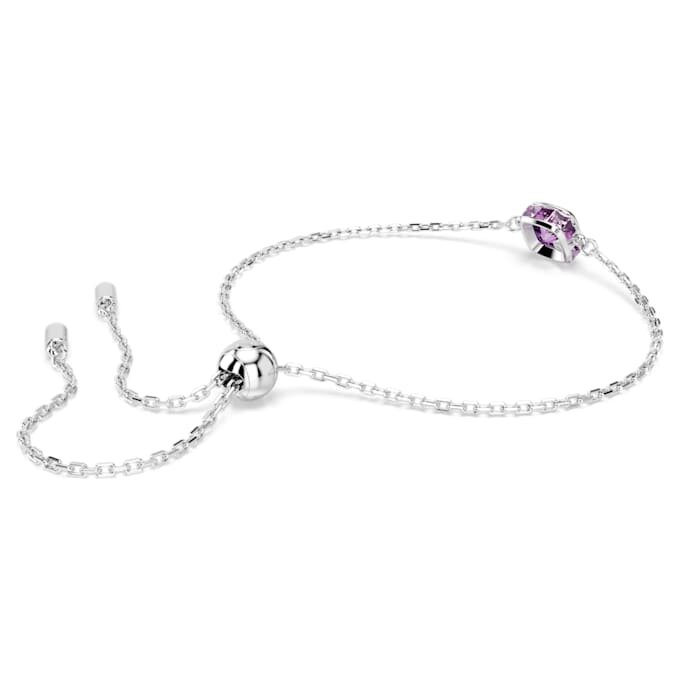 Fødselssten-armbånd med firkantet slibning, februar, lilla, rhodiumbelagt Fødselssten-armbånd med firkantet slibning, februar, lilla, rhodiumbelagt