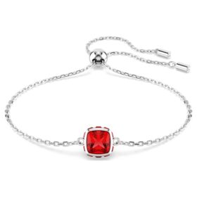 Fødselssten-armbånd med firkantet slibning, juli, rød, rhodineret Fødselssten-armbånd med firkantet slibning, juli, rød, rhodineret