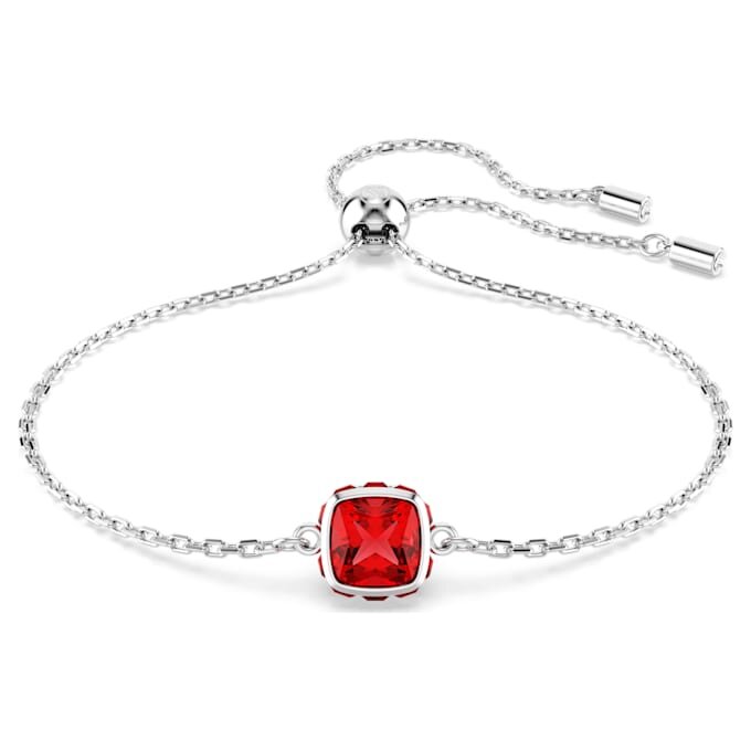 Fødselssten-armbånd med firkantet slibning, juli, rød, rhodineret Fødselssten-armbånd med firkantet slibning, juli, rød, rhodineret
