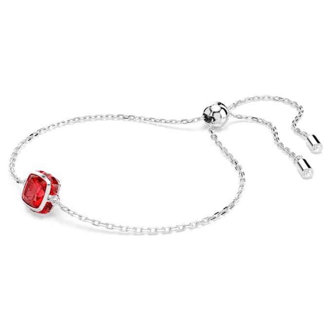 Fødselssten-armbånd med firkantet slibning, juli, rød, rhodineret Fødselssten-armbånd med firkantet slibning, juli, rød, rhodineret