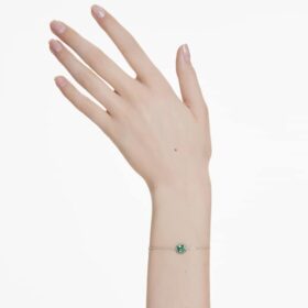 Fødselssten-armbånd med firkantet slibning, maj, grøn, rhodiumbelagt Fødselssten-armbånd med firkantet slibning, maj, grøn, rhodiumbelagt