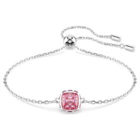 Fødselssten-armbånd med firkantet slibning, oktober, lyserød, rhodiumbelagt Fødselssten-armbånd med firkantet slibning, oktober, lyserød, rhodiumbelagt