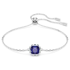 Fødselssten-armbånd med firkantet slibning, september, blå, rhodineret Fødselssten-armbånd med firkantet slibning, september, blå, rhodineret