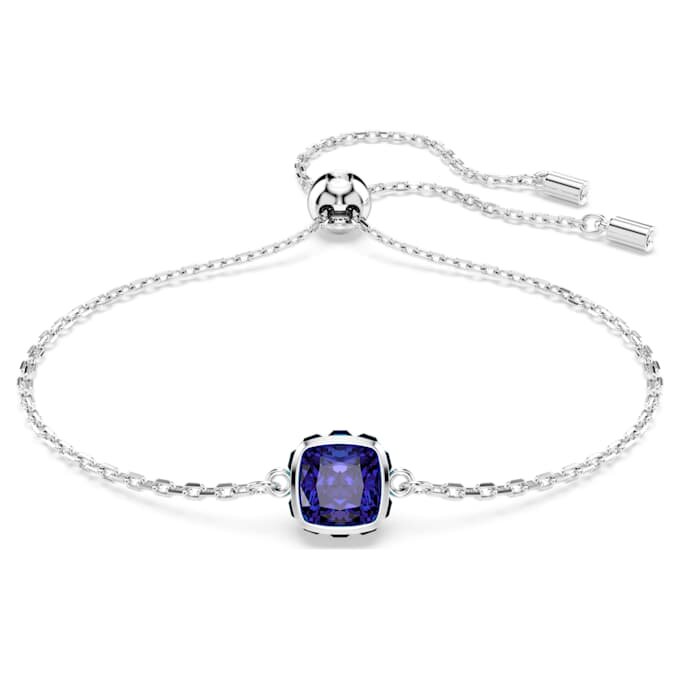 Fødselssten-armbånd med firkantet slibning, september, blå, rhodineret Fødselssten-armbånd med firkantet slibning, september, blå, rhodineret