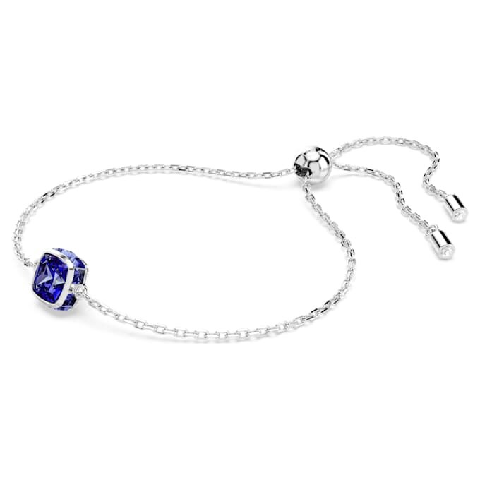 Fødselssten-armbånd med firkantet slibning, september, blå, rhodineret Fødselssten-armbånd med firkantet slibning, september, blå, rhodineret