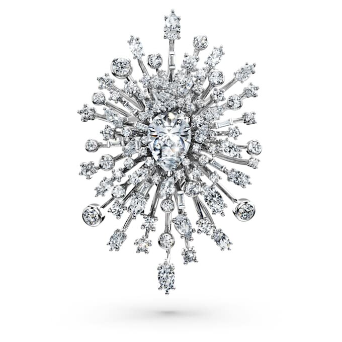 Galaxy-broche med laboratoriefremstillede diamanter, 15,71 ct i alt, blandede former, 18K hvidguld Galaxy-broche med laboratoriefremstillede diamanter, 15,71 ct i alt, blandede former, 18K hvidguld