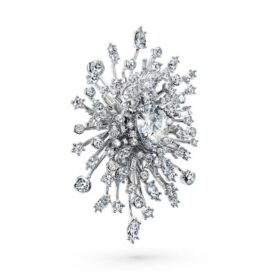Galaxy-broche med laboratoriefremstillede diamanter, 15,71 ct i alt, blandede former, 18K hvidguld