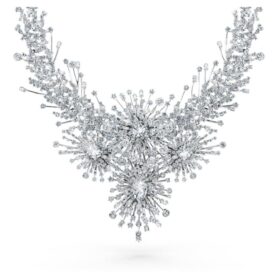 Galaxy-halskæde med laboratoriefremstillede diamanter, 156,62 ct i alt, blandede former, 18K hvidguld