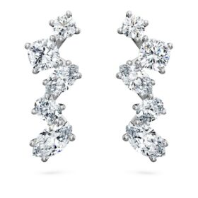 Galaxy-øremanchetter med laboratoriefremstillede diamanter, 1,25 ct i alt, blandede former, 14K hvidguld