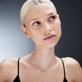 Galaxy-øreringe med laboratoriefremstillede diamanter, 2,1 ct i alt, rund form, 14K hvidguld
