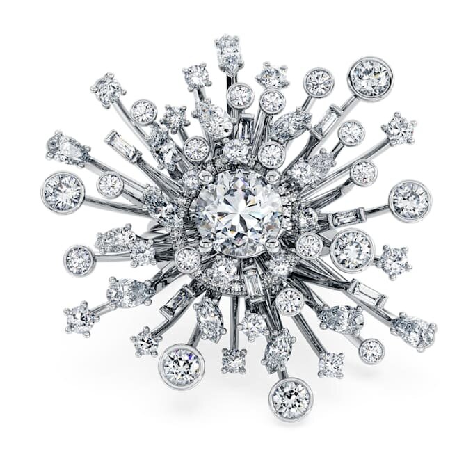 Galaxy-ring med laboratoriefremstillede diamanter, 9,5 ct i alt, blandede former, 18K hvidguld Galaxy-ring med laboratoriefremstillede diamanter, 9,5 ct i alt, blandede former, 18K hvidguld