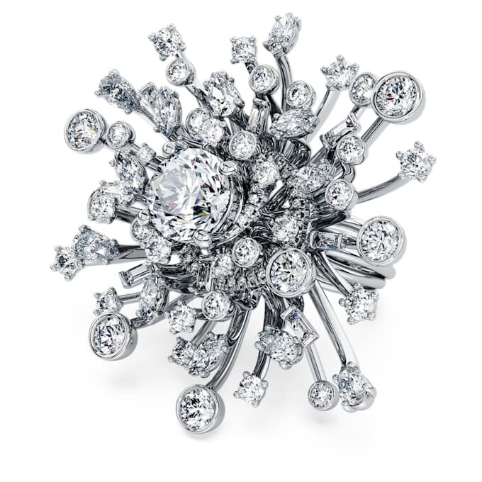 Galaxy-ring med laboratoriefremstillede diamanter, 9,5 ct i alt, blandede former, 18K hvidguld Galaxy-ring med laboratoriefremstillede diamanter, 9,5 ct i alt, blandede former, 18K hvidguld