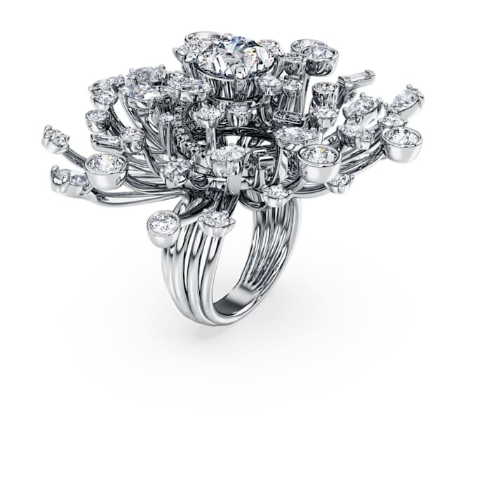 Galaxy-ring med laboratoriefremstillede diamanter, 9,5 ct i alt, blandede former, 18K hvidguld Galaxy-ring med laboratoriefremstillede diamanter, 9,5 ct i alt, blandede former, 18K hvidguld