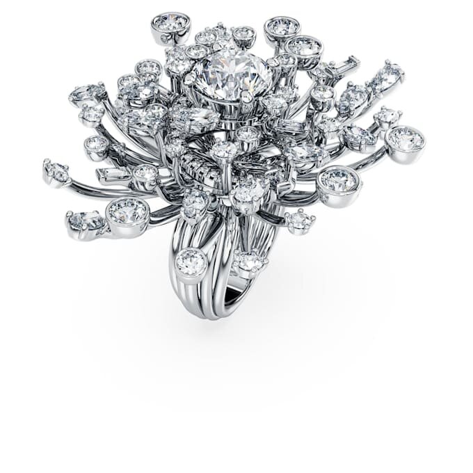 Galaxy-ring med laboratoriefremstillede diamanter, 9,5 ct i alt, blandede former, 18K hvidguld Galaxy-ring med laboratoriefremstillede diamanter, 9,5 ct i alt, blandede former, 18K hvidguld