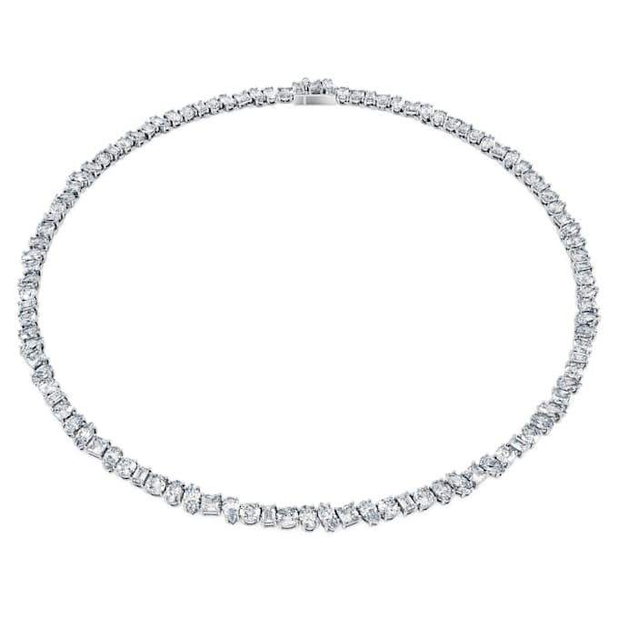 Galaxy tennis-halskæde med laboratoriefremstillede diamanter, 47,27 ct i alt, blandede former, 18K hvidguld Galaxy tennis-halskæde med laboratoriefremstillede diamanter, 47,27 ct i alt, blandede former, 18K hvidguld