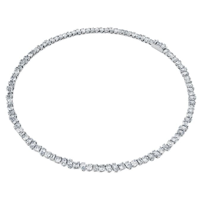 Galaxy tennis-halskæde med laboratoriefremstillede diamanter, 47,27 ct i alt, blandede former, 18K hvidguld Galaxy tennis-halskæde med laboratoriefremstillede diamanter, 47,27 ct i alt, blandede former, 18K hvidguld