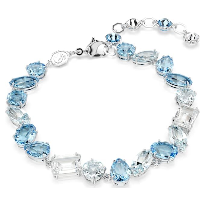 Gema-armbånd med blandede slibninger, blå, rhodiumbelagt Gema-armbånd med blandede slibninger, blå, rhodiumbelagt