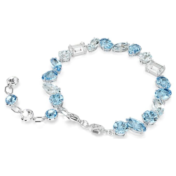 Gema-armbånd med blandede slibninger, blå, rhodiumbelagt Gema-armbånd med blandede slibninger, blå, rhodiumbelagt