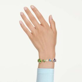 Gema-armbånd med blandede slibninger, flerfarvet, forgyldt Gema-armbånd med blandede slibninger, flerfarvet, forgyldt